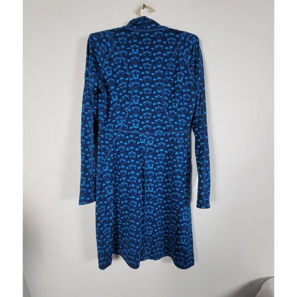 Title Nine Dress Women Blue Synergy Getaway Long Sleeve Mini Small Knit Mock Zip - Picture 2 of 9
